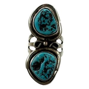 HB Ring Sterling Silver Size 5.25 Blue Turquoise Native American Style Signed